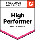 G2 High Performer, Mid-Market, Americas, Fall 2026