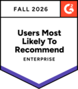 G2 Users Most Likely To Recommend, Enterprise, Fall 2026