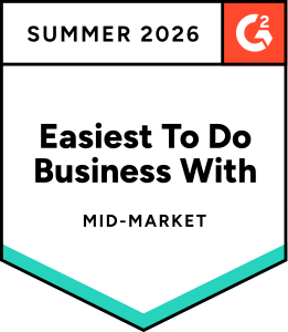 G2 award: Easiest To Do Business With, Mid-Market — Summer 2026